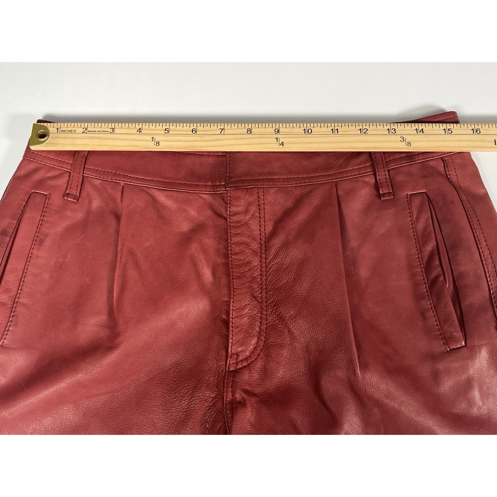 Diesel Red Genuine Sheep Leather High-Rise Shorts Sz 27 - Picture 9 of 12